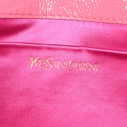 Saint Laurent Textured Patent Large Belle De Jour Clutch Indian Pink 6 of 7