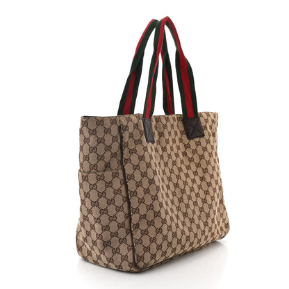Gucci GG Monogram Medium Web Handle Double Pocket Tote Brown 3 of 11