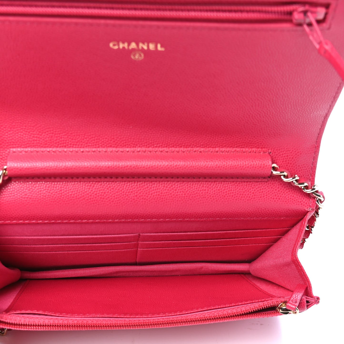 Caviar Camellia Embossed Wallet On Chain WOC Fuschia