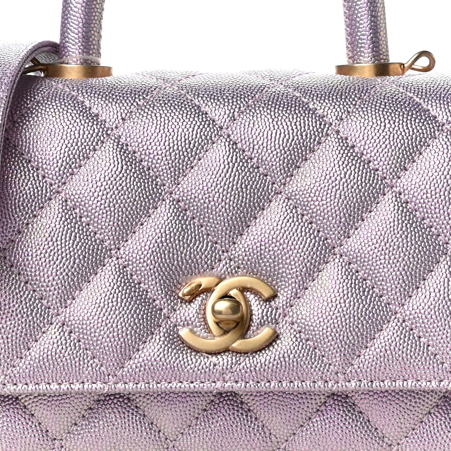 Chanel Metallic Caviar Quilted Extra Mini Coco Handle Flap Light Pink 8 of 10