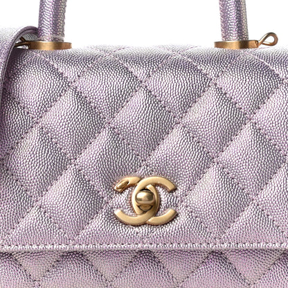 Chanel Metallic Caviar Quilted Extra Mini Coco Handle Flap Light Pink 8 of 10