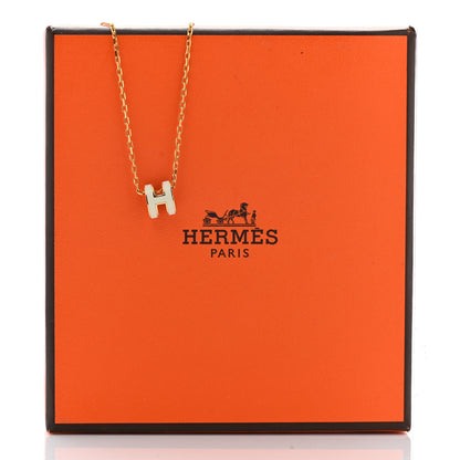 Hermes Lacquered Gold Mini Pop H Pendant Necklace White 7 of 7