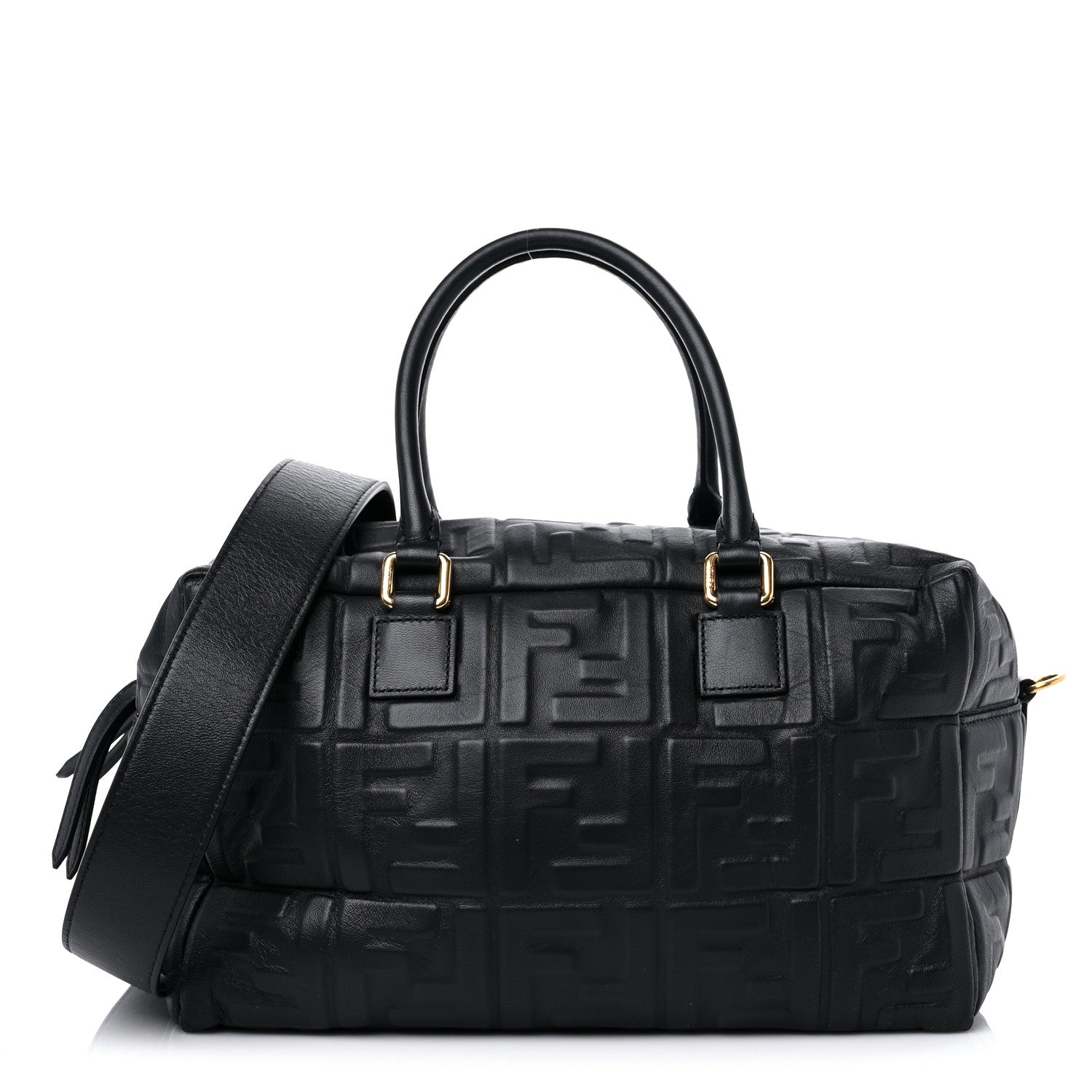Fendi Nappa FF 1974 Embossed Small Boston Black 1 of 7