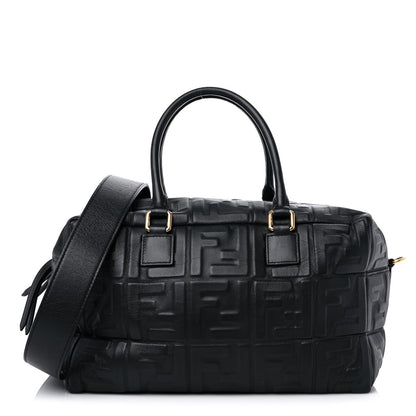 Fendi Nappa FF 1974 Embossed Small Boston Black 1 of 7