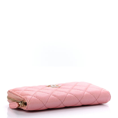 Chanel Iridescent Caviar Quilted Medium Zip Around Wallet Pink 4 of 9