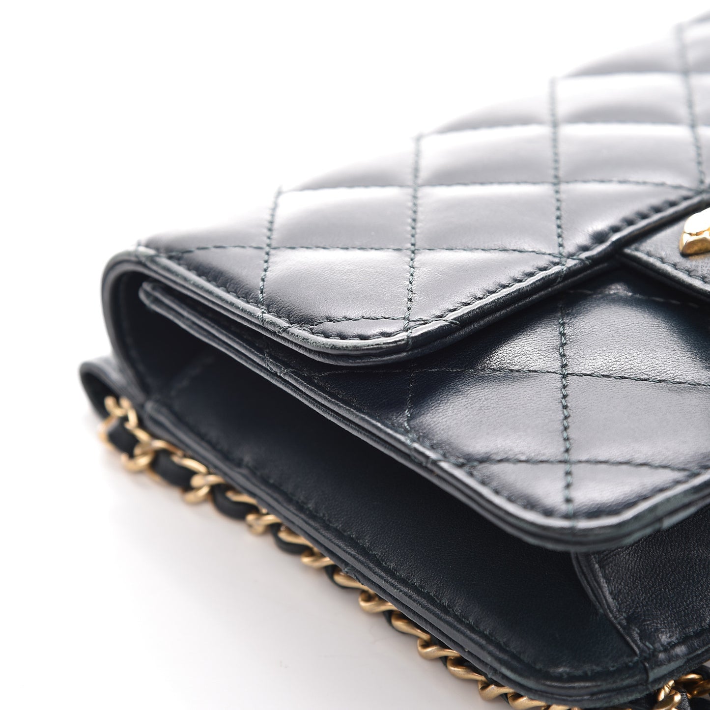Lambskin Quilted Mini Crossing Times Flap Green