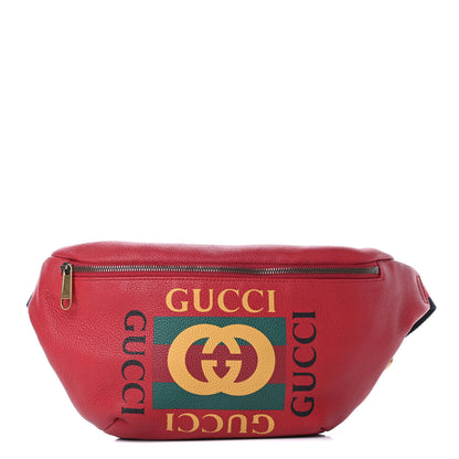 Gucci Grained Calfskin Logo Belt Bag Hibiscus Red 1 of 11