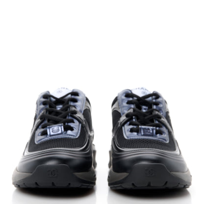 Chanel Fabric Laminated Calfskin Stretch CC Womens Sneakers 39.5 Black 2 of 9