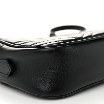 Gucci Calfskin Matelasse Small GG Marmont Chain Shoulder Bag Black 9 of 11