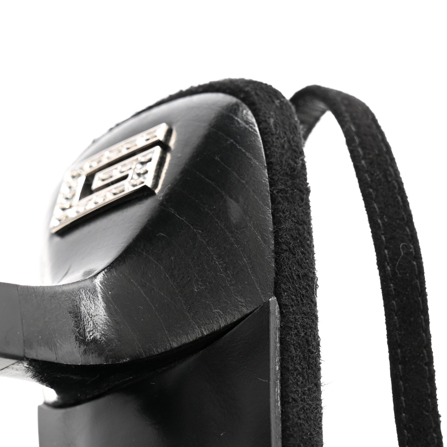 Gucci Tela Retino Kid Scamosciato Crystal GG Monogram Square G 35mm Slingback Pumps 38 Black 9 of 9