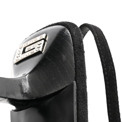 Gucci Tela Retino Kid Scamosciato Crystal GG Monogram Square G 35mm Slingback Pumps 38 Black 9 of 9