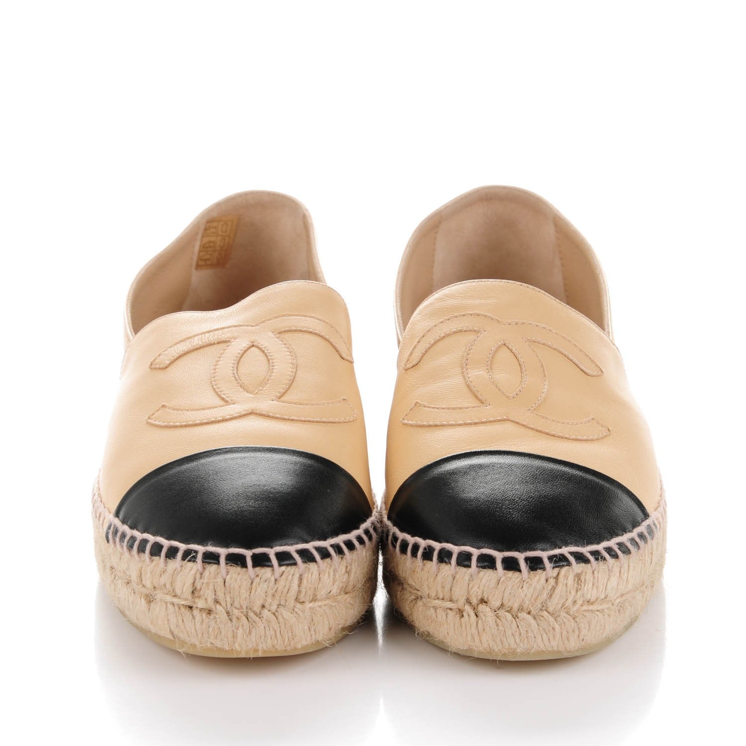 Chanel Lambskin CC Espadrilles 40 Beige Black 2 of 9