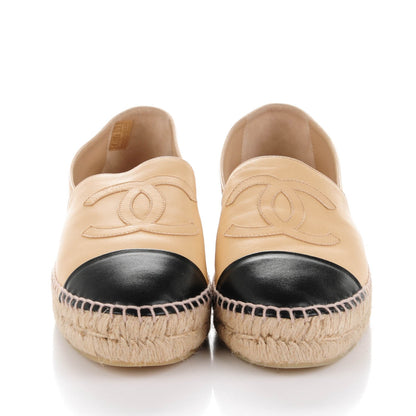 Chanel Lambskin CC Espadrilles 40 Beige Black 2 of 9