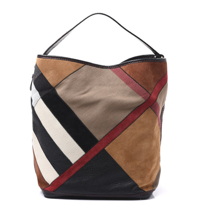Burberry Grainy Calfskin Suede Canvas Mega Check Patchwork Medium Ashby Hobo Multicolor 1 of 11