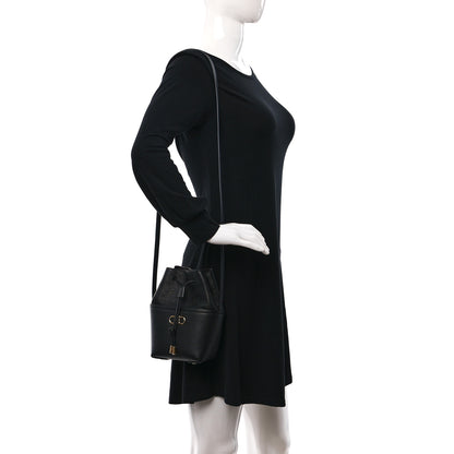 Salvatore Ferragamo Grained Calfskin Mini Gancino Bucket Bag Black 2 of 8