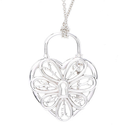 Tiffany Sterling Silver Filigree Heart Key Pendant Necklace 5 of 8