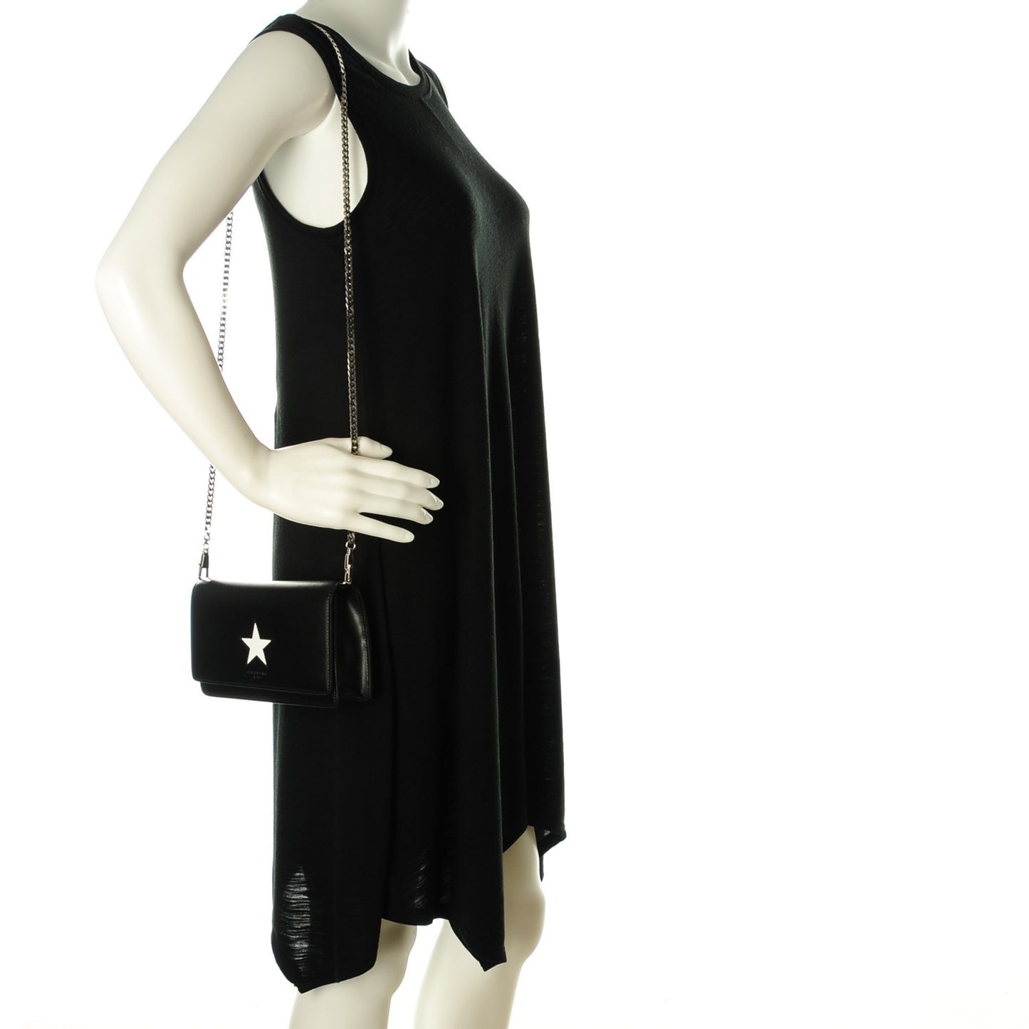 Calfskin Star Pandora Chain Wallet Black