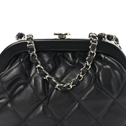 Chanel Lambskin Quilted CC Kisslock Clutch Black 8 of 11