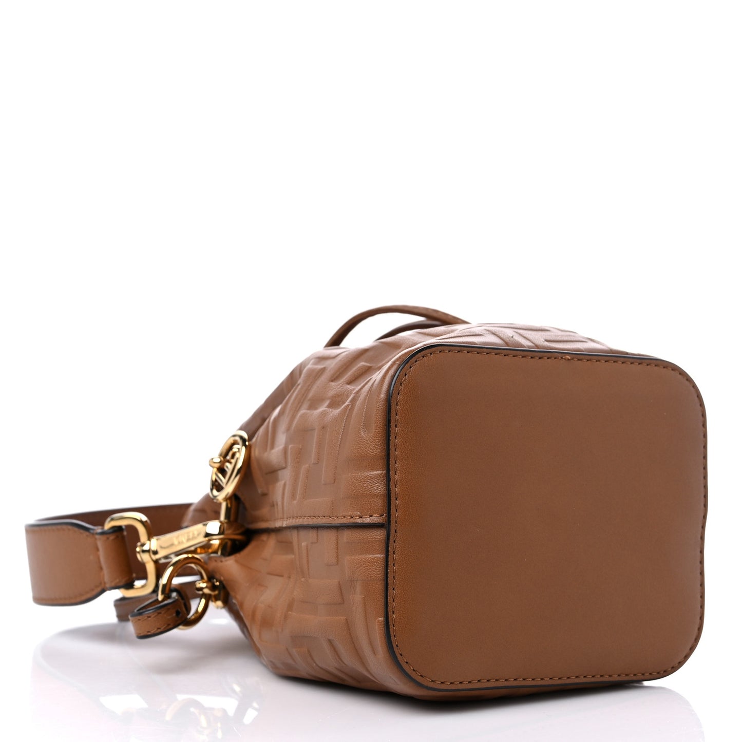 Vitello Cristallo Nature F is Fendi FF 1974 Embossed Mini Mon Tresor Bucket Bag Cuoio