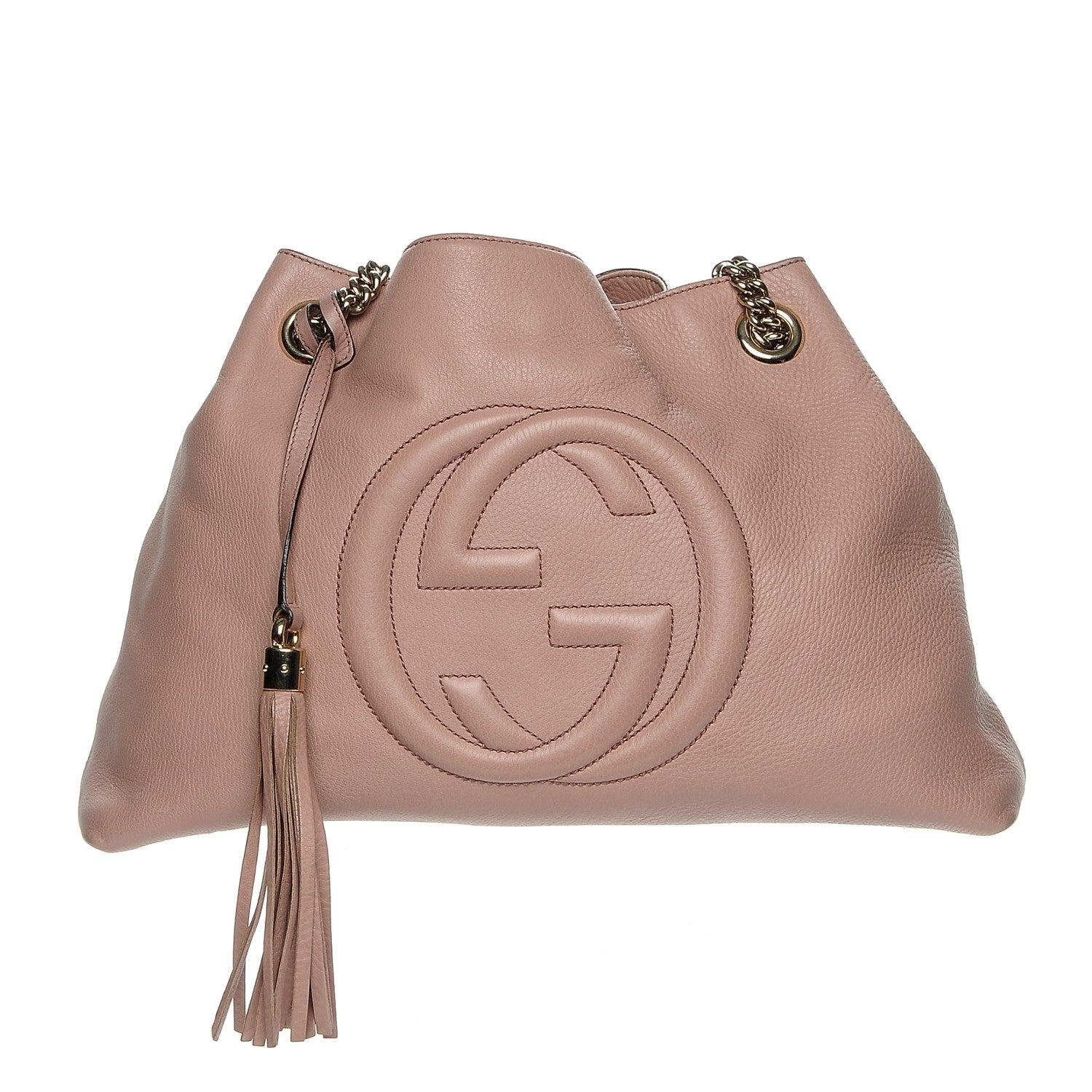 Gucci Pebbled Calfskin Medium Soho Chain Shoulder Bag Dark Cipria 1 of 6