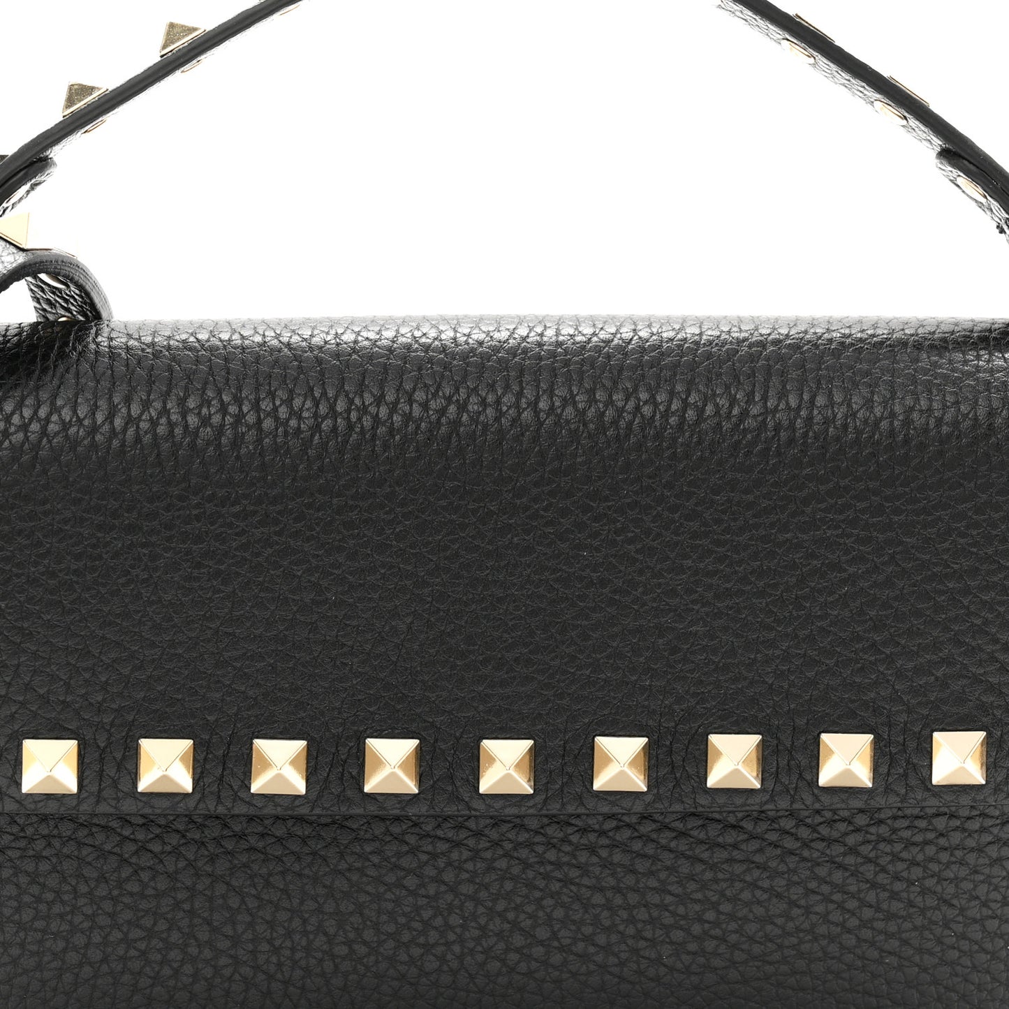 Grainy Calfskin Rockstud Crossbody Pouch Black