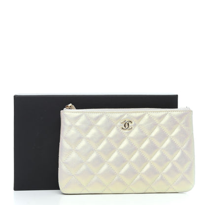 Chanel Iridescent Lambskin Quilted Cosmetic Case Ivory 8 of 8