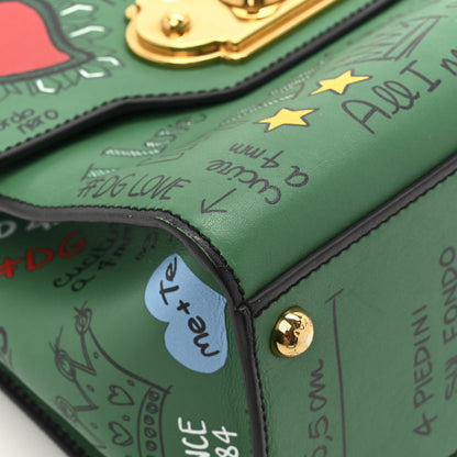 Dolce & Gabbana Calfskin Graffiti Printed Welcome Satchel Green Multicolor 10 of 14