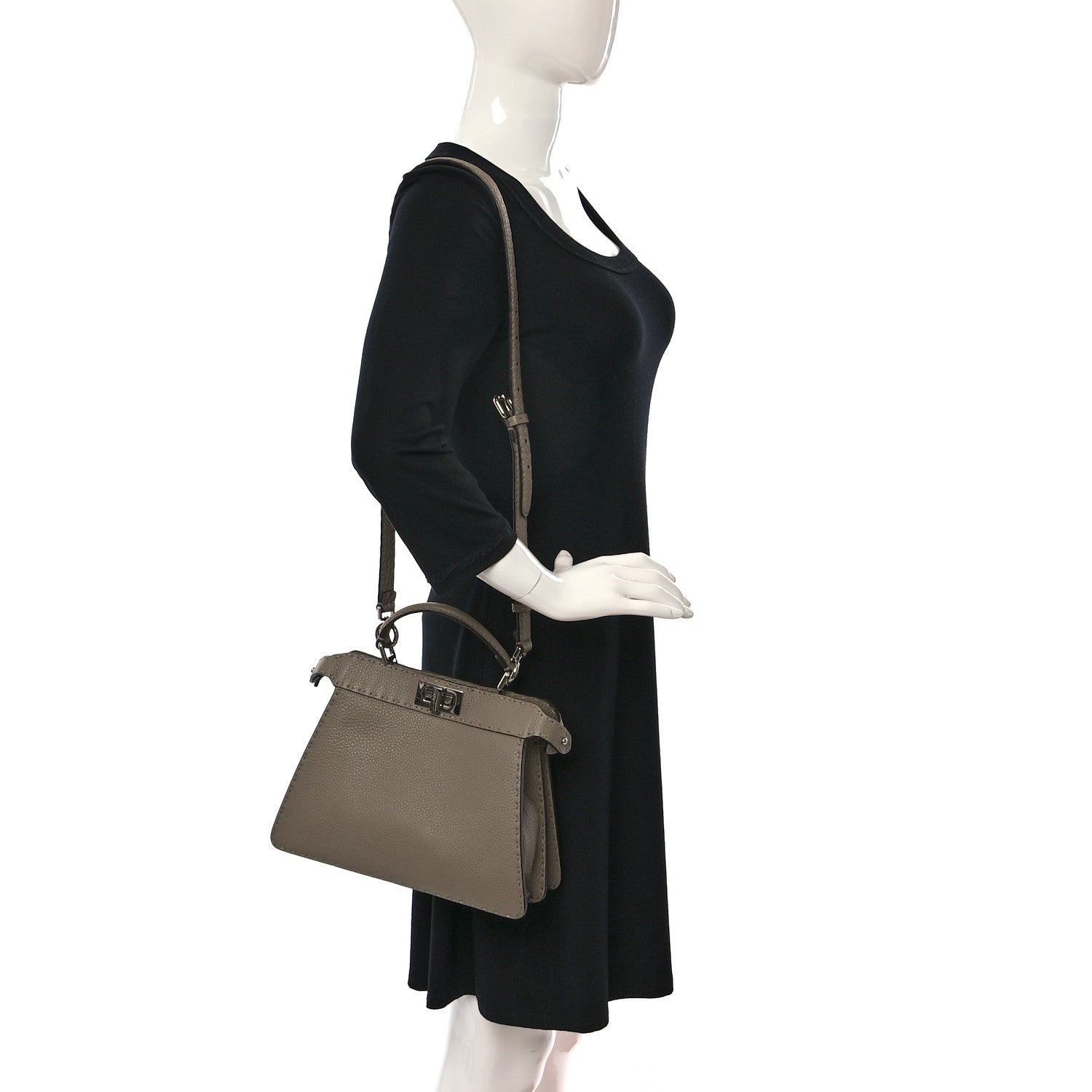Fendi Cuoio Romano Selleria Chamois Small Peekaboo I SEE U Satchel Corda Camelia Cipria 2 of 11