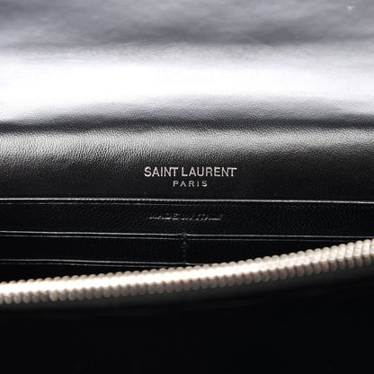 Saint Laurent Velvet Crystal Monogram Tassel Chain Wallet Black 6 of 7