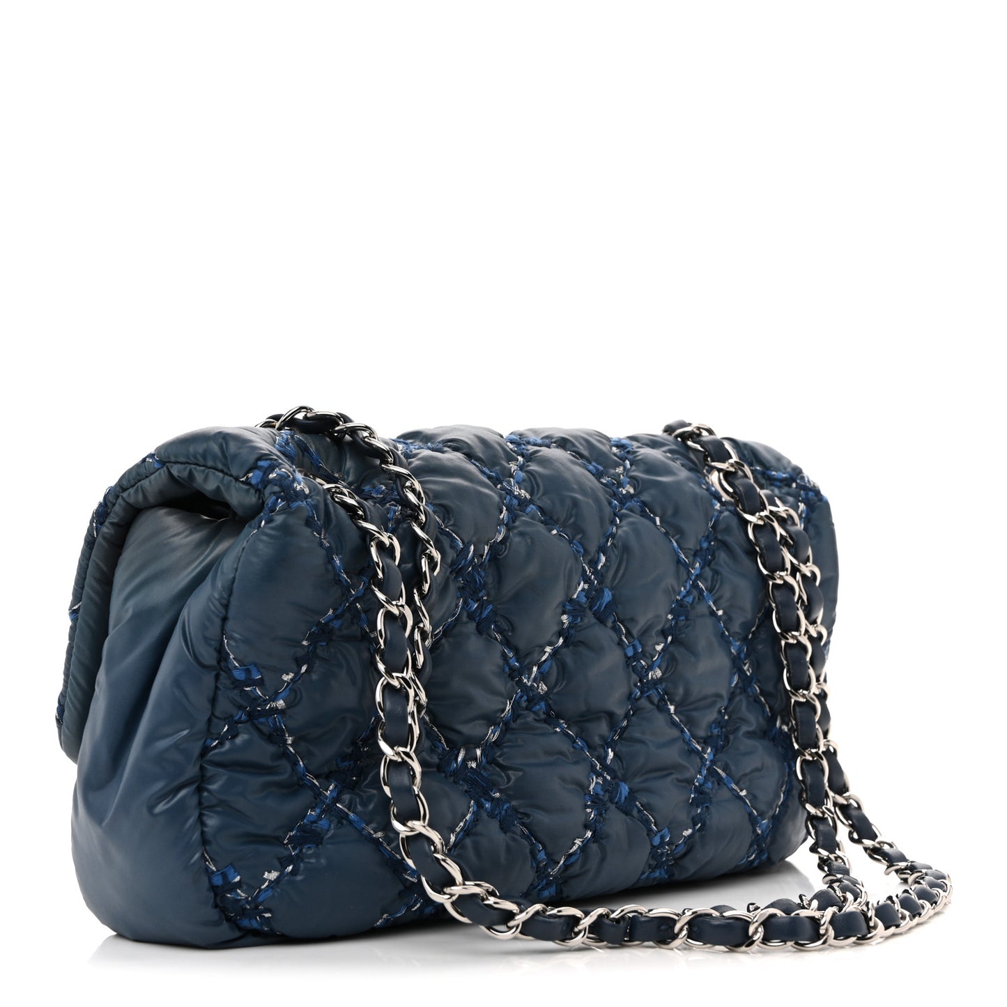 Nylon Quilted Medium Tweed on Stitch Bubble Flap Blue