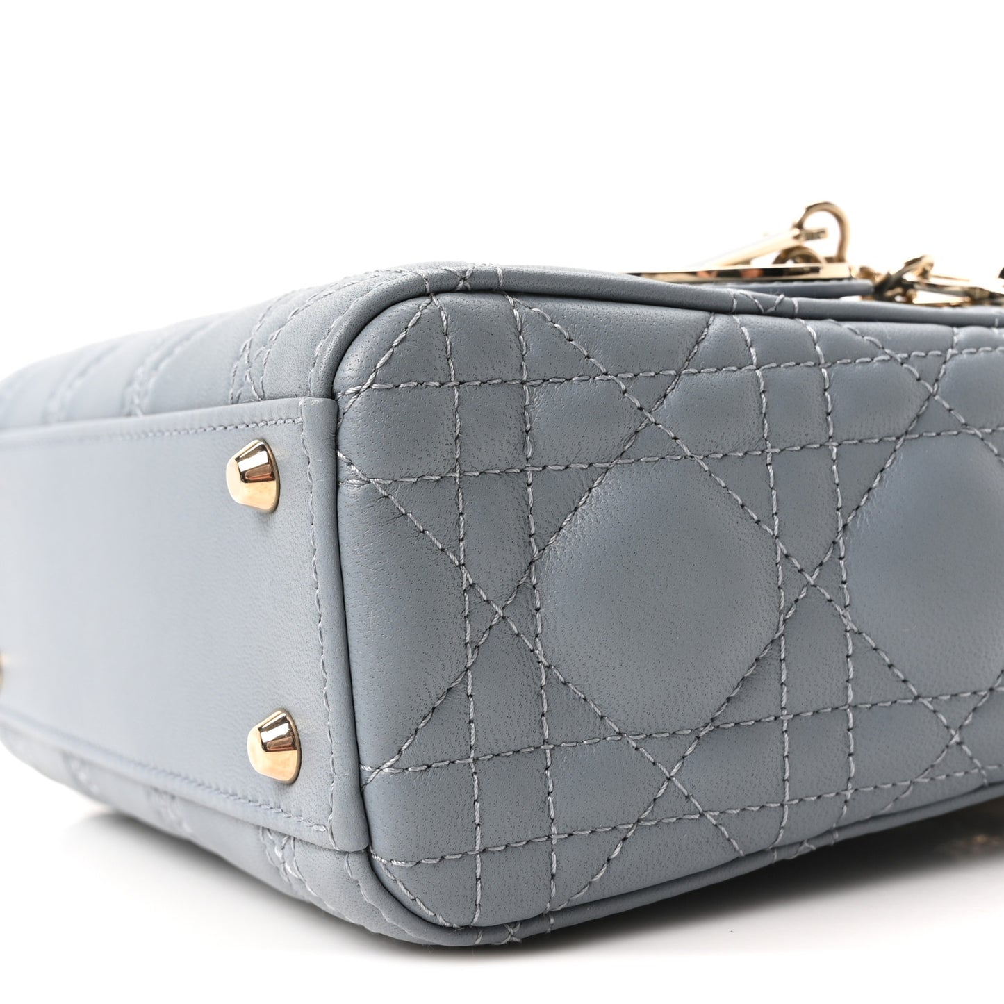 Lambskin Cannage Mini Lady Dior Cloud Blue