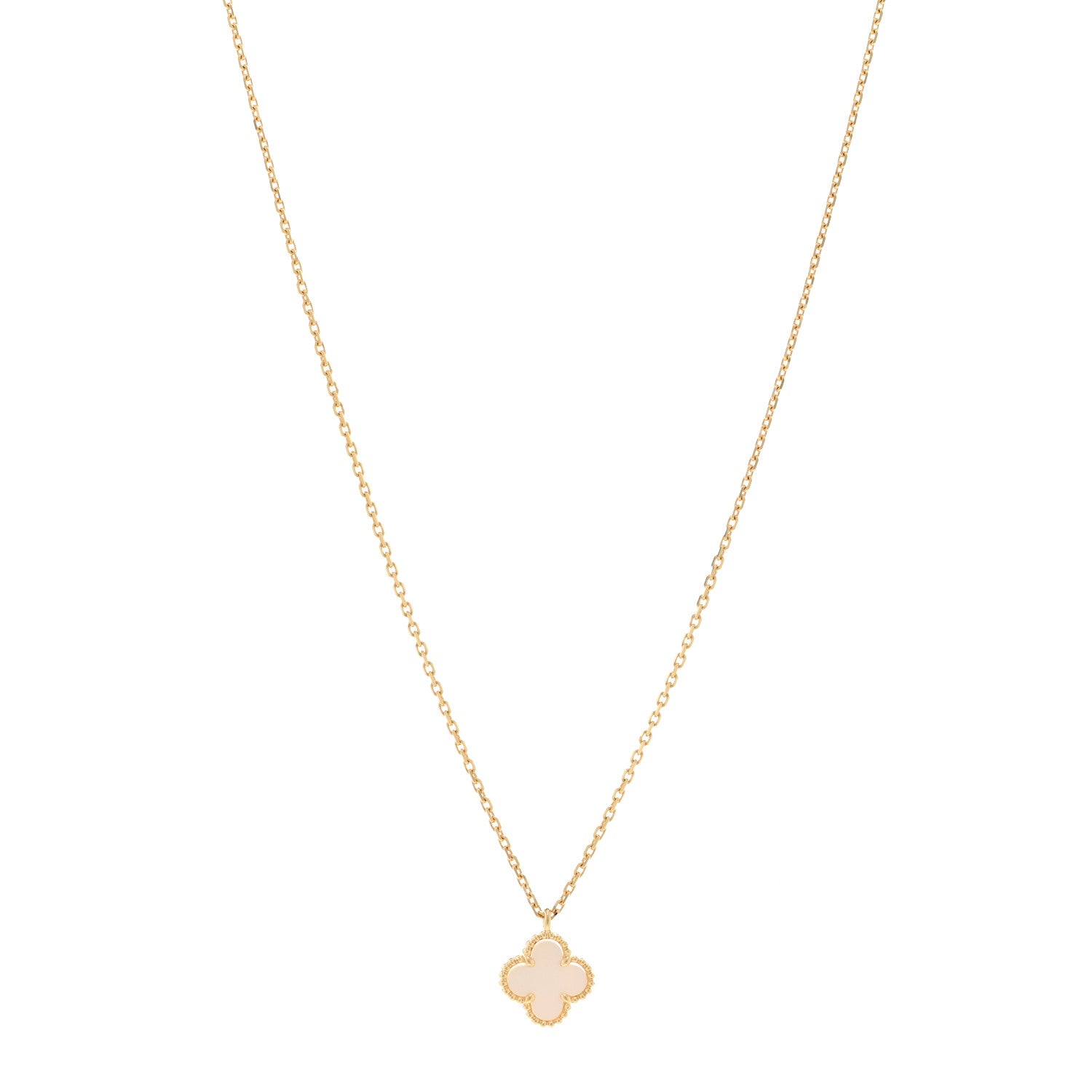 Van Cleef & Arpels 18K Yellow Gold Mother of Pearl Sweet Alhambra Pendant Necklace 1 of 4