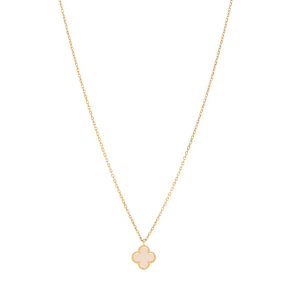 Van Cleef & Arpels 18K Yellow Gold Mother of Pearl Sweet Alhambra Pendant Necklace 1 of 4