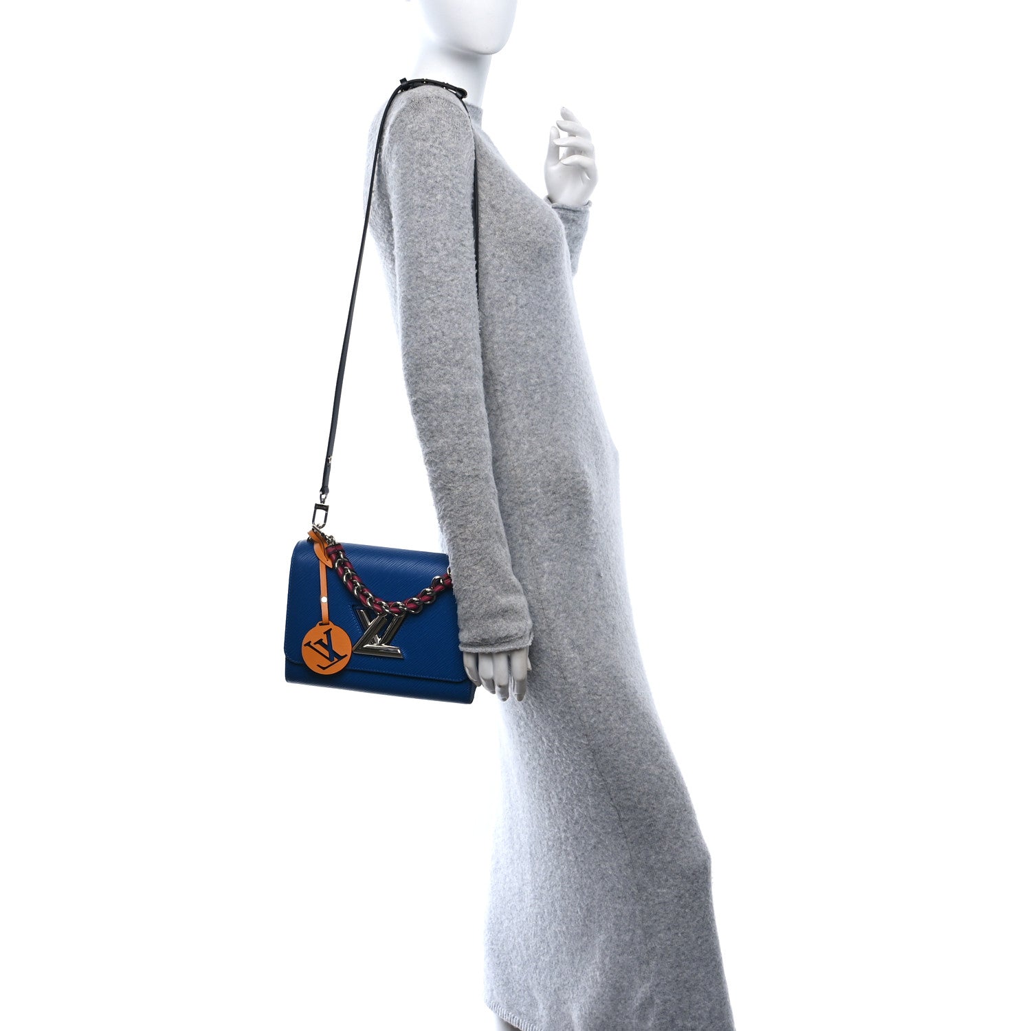 Louis Vuitton Epi Twist Braided Strap Shoulder Bag MM Bleu Roi