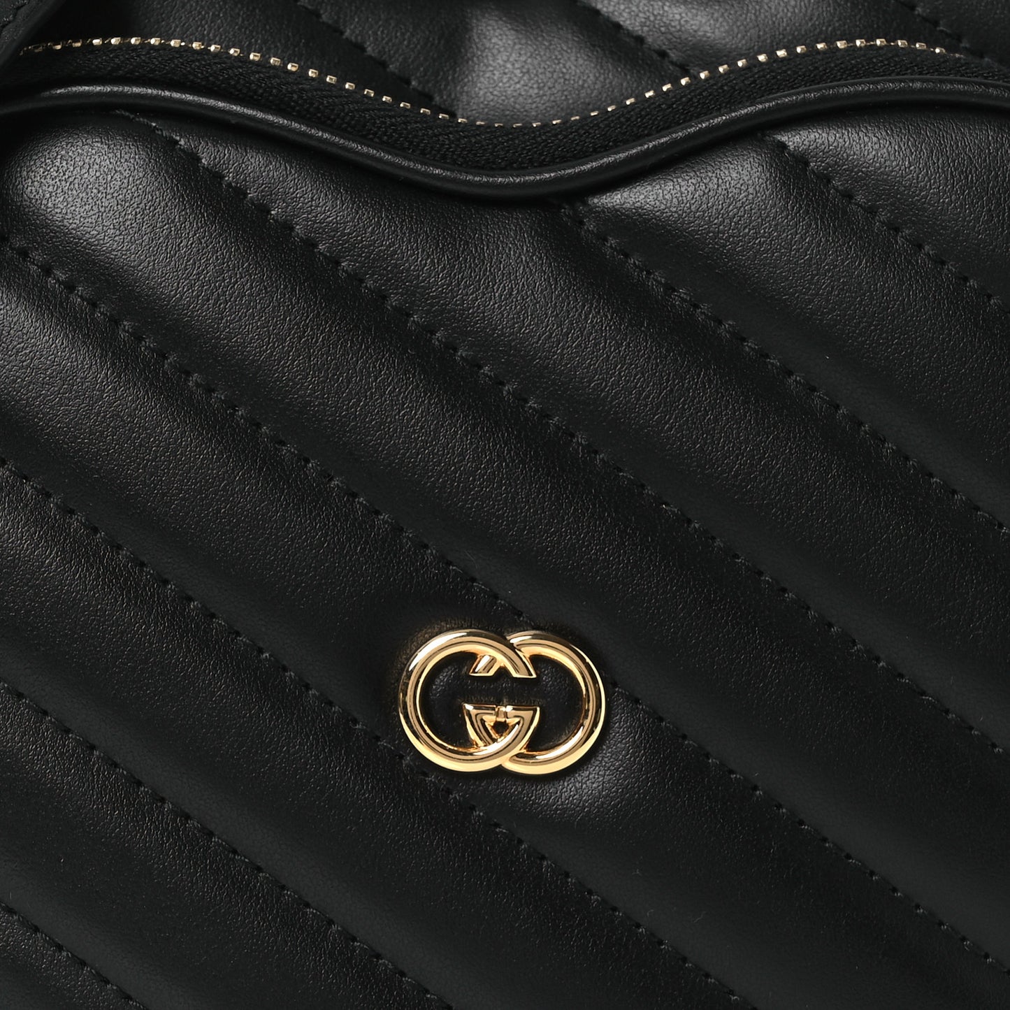 Calfskin Matelasse Diagonal Mini Interlocking G Heart Shoulder Bag Black