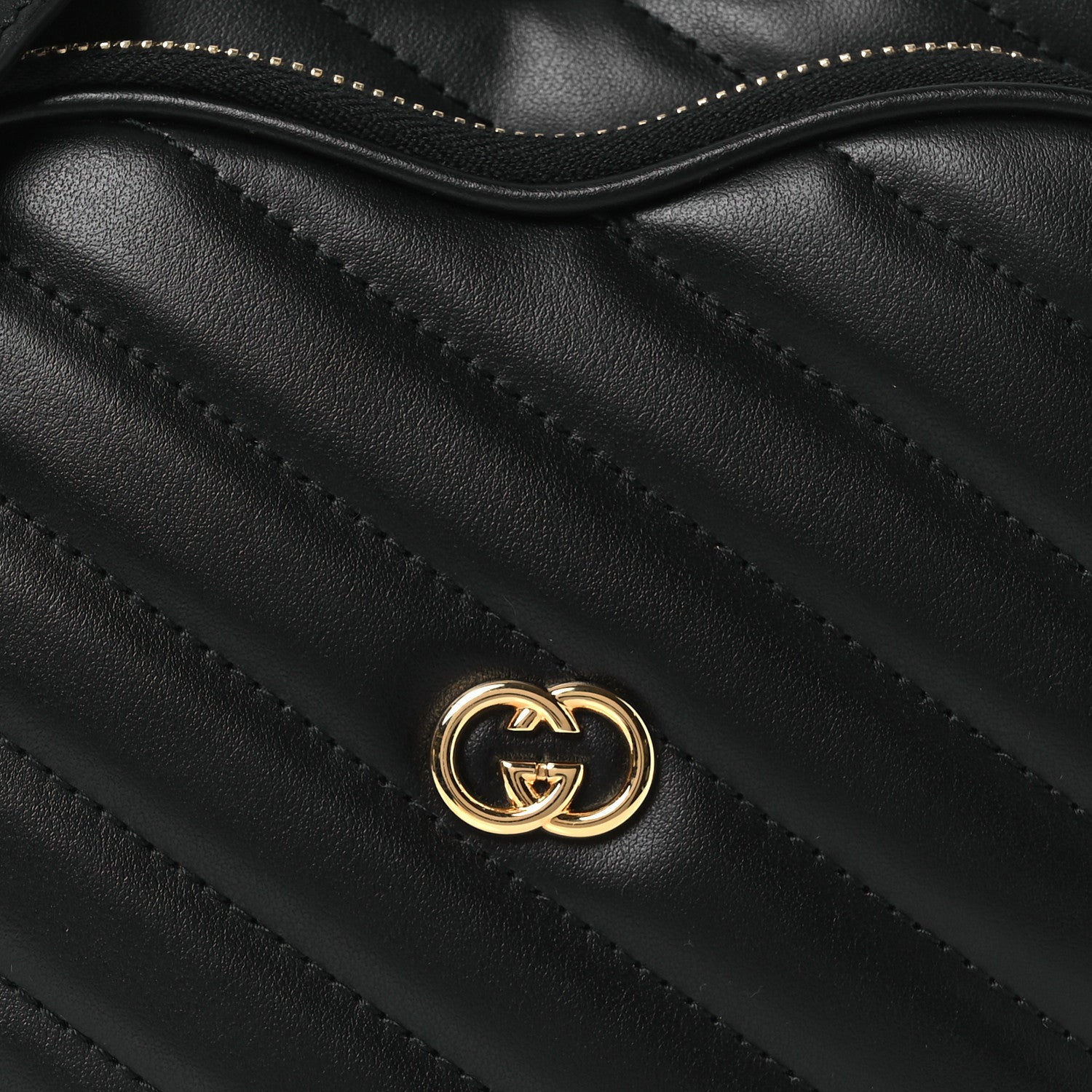 Gucci Calfskin Matelasse Diagonal Mini Interlocking G Heart Shoulder Bag Black 8 of 11