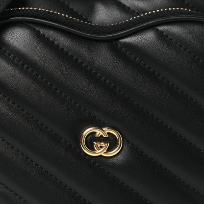 Gucci Calfskin Matelasse Diagonal Mini Interlocking G Heart Shoulder Bag Black 8 of 11