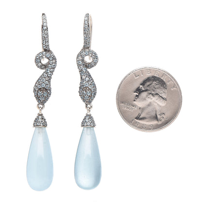 John Hardy Sterling Silver Diamond Aquamarine Blue Topaz Legends Cobra Batu Drop Earrings 2 of 5