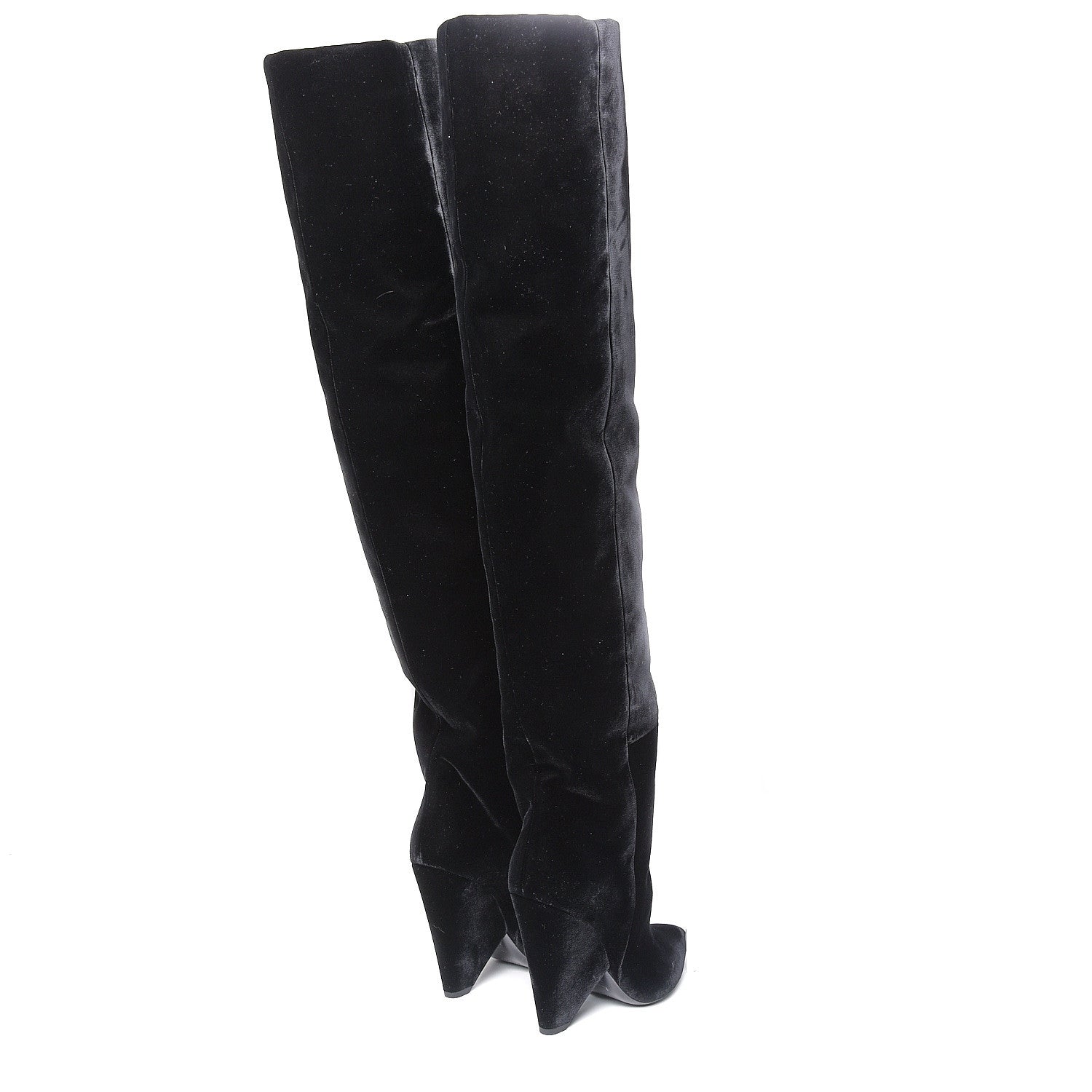 Saint Laurent Velvet Niki 105 Thigh High Boots 38.5 Black 4 of 9