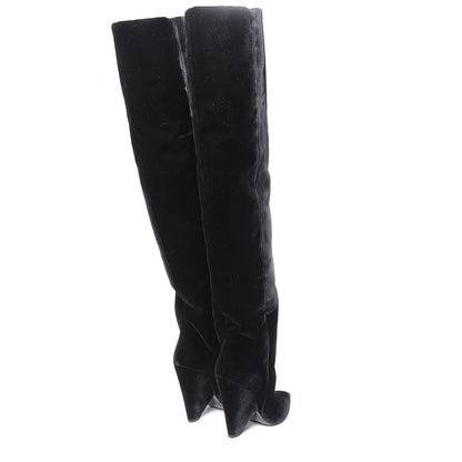 Saint Laurent Velvet Niki 105 Thigh High Boots 38.5 Black 4 of 9