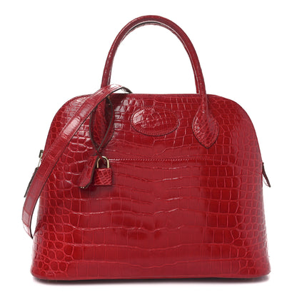 Hermes Shiny Porosus Crocodile Bolide 31 Rouge Vif 1 of 10