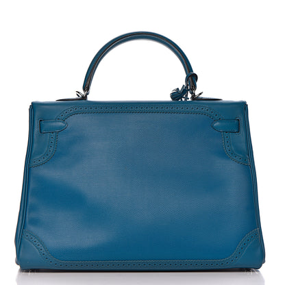 Hermes Swift Grain d'H Ghillies Kelly 35 Bleu Izmir 4 of 44