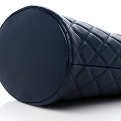 Chanel Calfskin Quilted Boy Bucket Bag Navy Blue 9 of 10