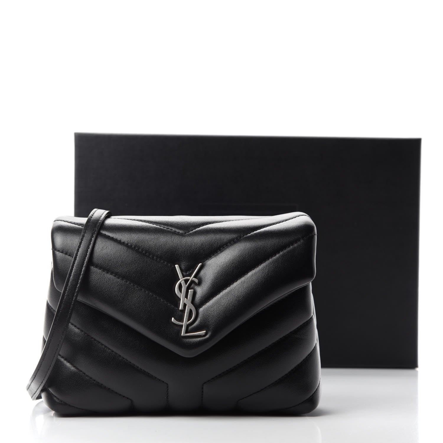 Saint Laurent Calfskin Y Quilted Monogram Toy Loulou Crossbody Bag Black 12 of 12