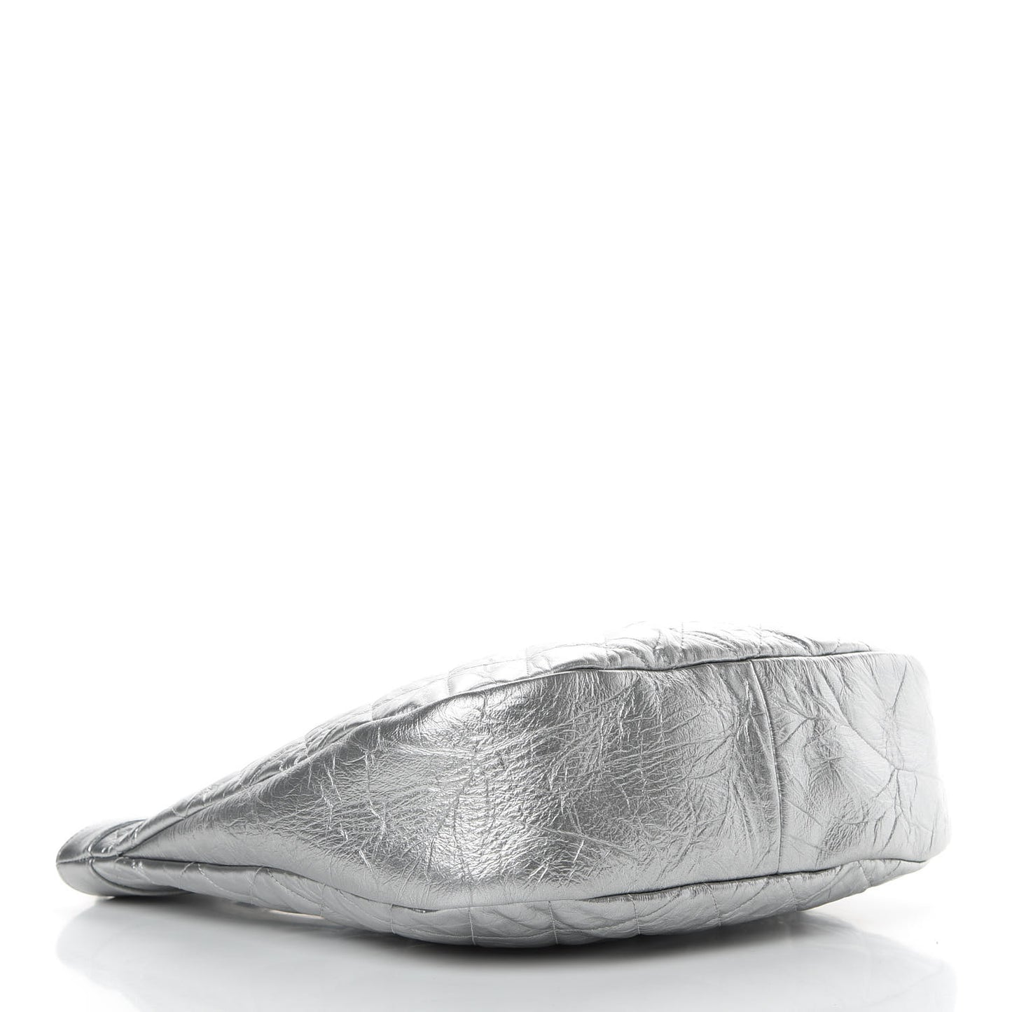 Metallic Crumpled Calfskin Small 31 Shopping Bag Silver