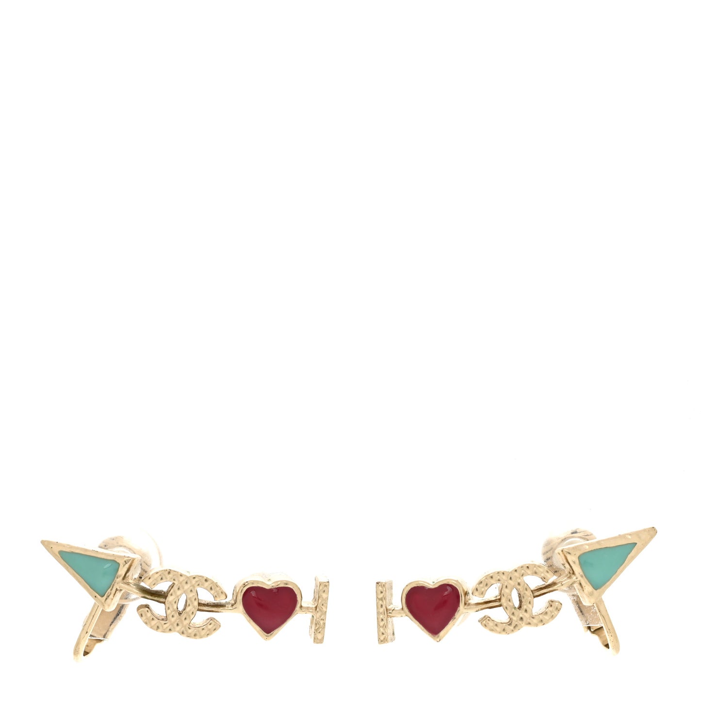 Enamel I Heart CC Earrings Gold