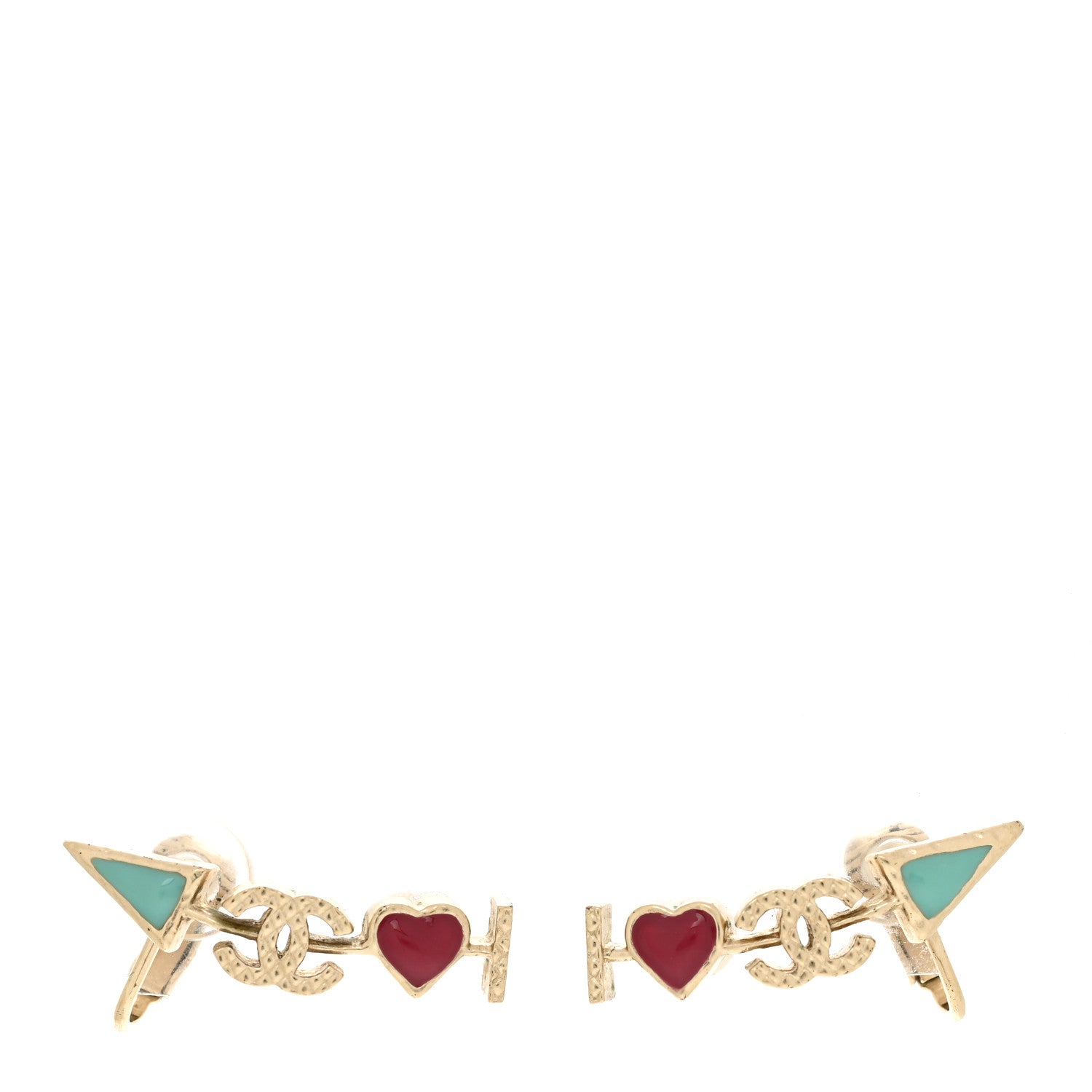 Chanel Enamel I Heart CC Earrings Gold 1 of 6