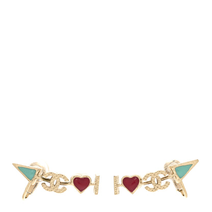Chanel Enamel I Heart CC Earrings Gold 1 of 6