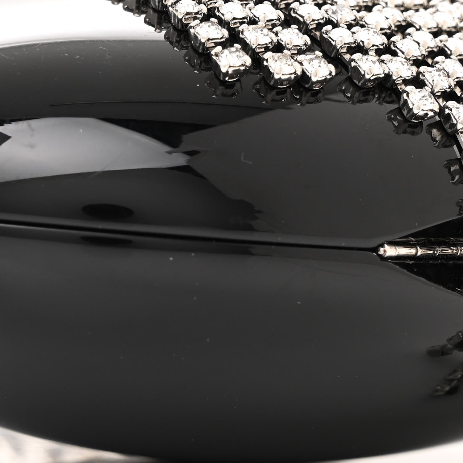 Chanel Resin Crystal Chain Fringe CC Oval Minaudiere Black 9 of 12