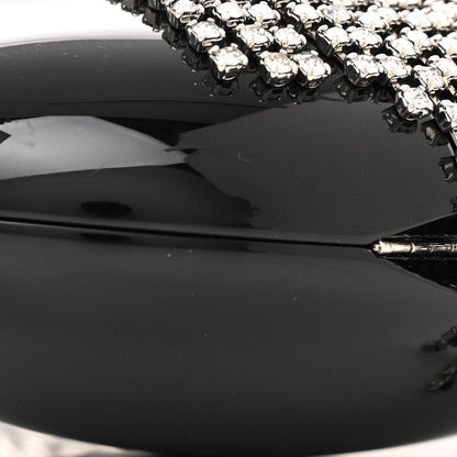Chanel Resin Crystal Chain Fringe CC Oval Minaudiere Black 9 of 12
